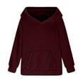 thumbnail image 6 of Miluxas Girls Fuzzy Fleece Hoodies Casual Sweatshirt Sherpa Pullover with Kangaroo Pockets Wine 13 Years, 6 of 9
