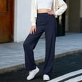 thumbnail image 4 of Rotm Straight Leg Pants Women's Casual Loose Wide Leg Cozy Pants Yoga Sweatpants Comfy High Waisted Sports Athletic Lounge Pants with Pockets Navy,S, 4 of 6