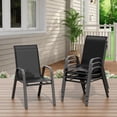 thumbnail image 2 of Gaderth Patio Chairs Set of 4, Outdoor Stackable Dining Chairs With Textilene Fabric, High Back All Weather Deck Chairs With Steel Frame and Armrests for Backyard Poolside Garden Balcony, 2 of 8