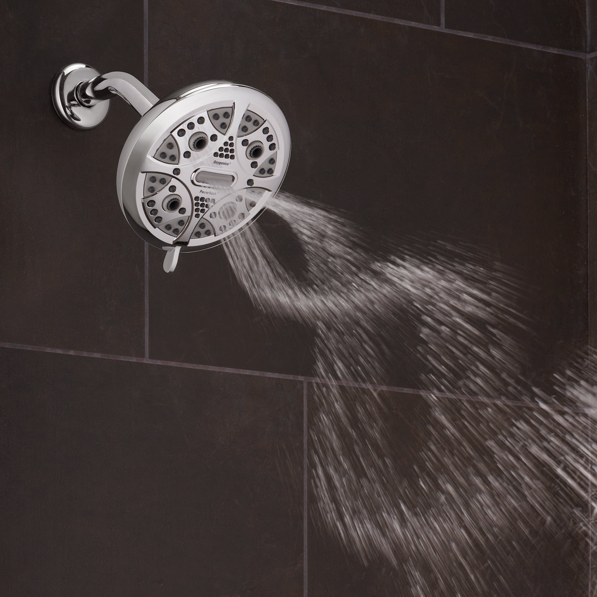 Oxygenics, 5-Spray, PowerSoak, Rain Shower Head, Chrome, 1.8 GPM 42288
