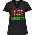 thumbnail image 3 of Inktastic Nice Until Proven Naughty with Holly and Gingerbread Man Women's Plus Size V-Neck T-Shirt, 3 of 5