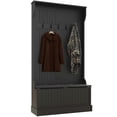 thumbnail image 2 of HOMCOM 3-In-1 Hall Tree Storage Bench and Coat Rack with 5 Steel Double Hooks, and Anti-Topple Anchor for Entryway, Black, 2 of 9