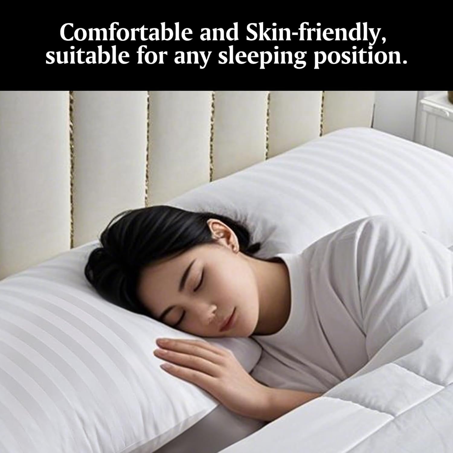 Beautyrest Luxury Goose Feathers Soft Pillows, 500 Thread Count Cover 20”x28”, Queen (Pack of 2)