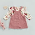 thumbnail image 4 of Kiapeise Newborn Baby Girl Clothes Long Sleeve Sweet Flower Bodysuit Romper and Corduroy Overall Dress Outfits, 4 of 7