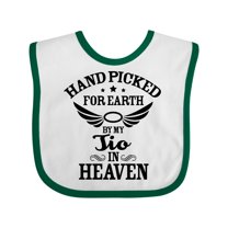 Inktastic Handpicked for Earth by My Tio in Heaven with Angel Wings Boys or Girls Baby Bib