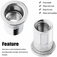 thumbnail image 4 of 100 Pieces M6 Flat Head Threaded Rivet Nut, Stainless Steel Thread Rivet Nuts, Assortment Threaded Inserts for Mental Plastic (15mm), 4 of 5