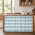 thumbnail image 2 of Blue Striped Cabinet Curtains 32"W x 55"L, Dustproof Sink Skirt Curtain for Kitchen Bathroom, Rustic Farmhouse Stripes Adhesive Desk Skirt Door Cover Curtains for Pantry Classroom Office Closet, 2 of 8
