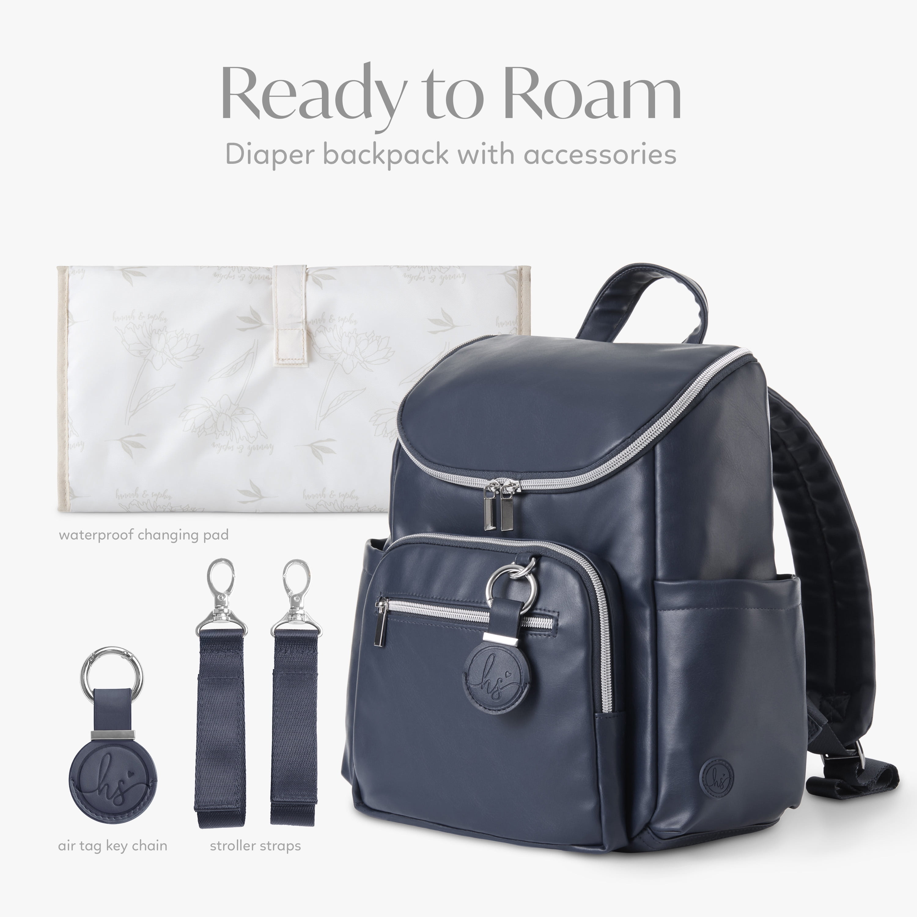 Hannah & Sophia Ready to Roam 3pc Diaper Bag Set, Moonmist Blue