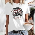 thumbnail image 1 of Fiudx Ofertas Del Día Mujer Casual Verano Impresión Manga Corta Cuello Redondo Suelta Camiseta Blusa Tops, 1 of 5
