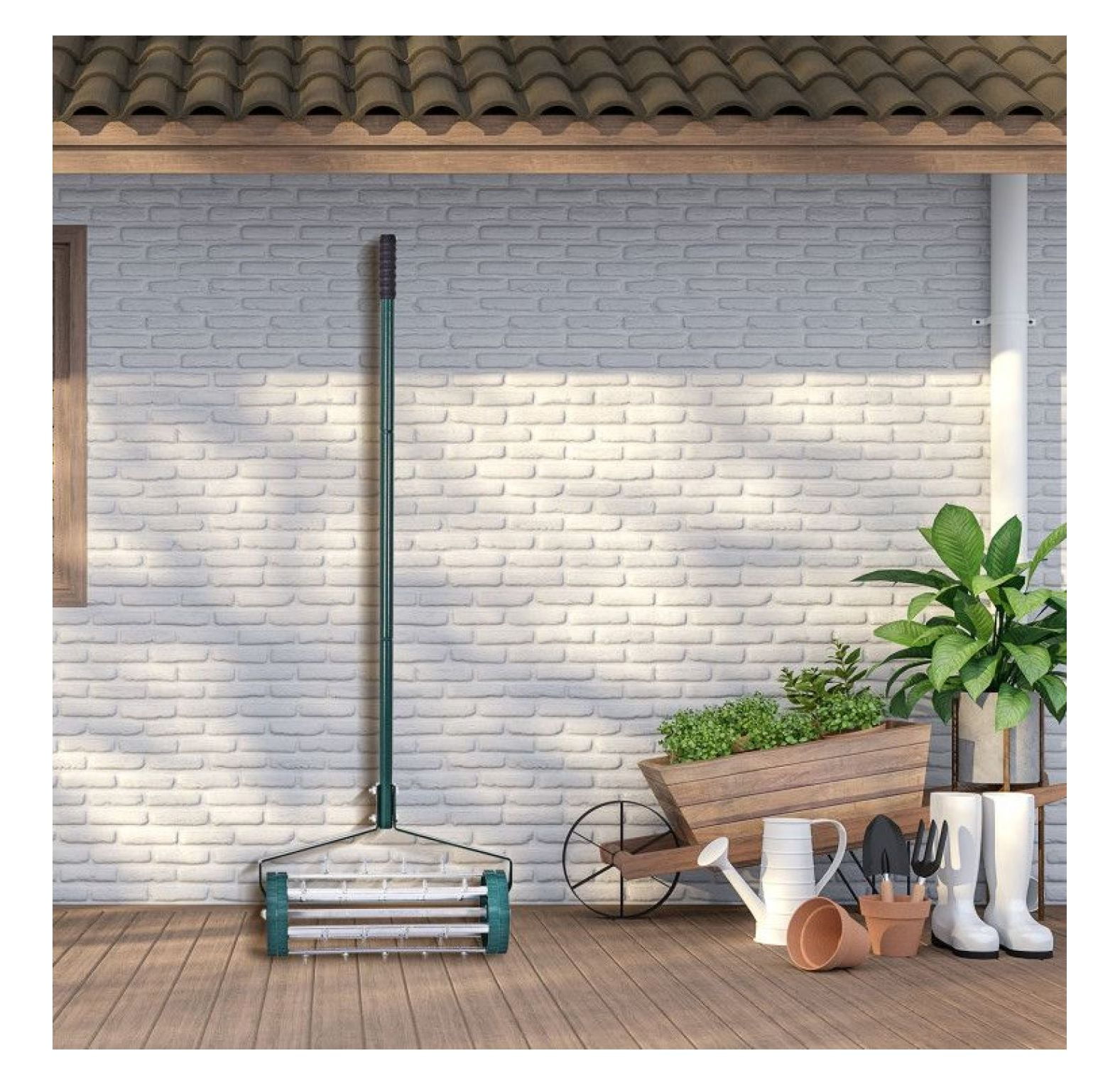 Rolling Lawn Aerator 18 Inch - Manual Lawn Aerator with Tine Spikes & Anti-slip Handle - Lightweight Soil Aerator for Grass - Garden Tool for Water & Nutrient Absorption