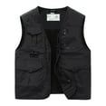 thumbnail image 4 of FRSASU Men's Fishing V Neck Vest Utility Safari Travel Vest with Pockets Outdoor Work Photo Cargo Fly Summer Vest Black, 4 of 9