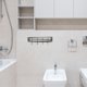 thumbnail image 5 of Estante de 2 piezas para ducha, de metal, para pared, para almacenamiento, con cesta negra, para inodoro y hierro, 5 of 6