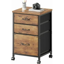 3 Drawer Mobile File Cabinet with Wheels Fabric Vertical Filing Cabinet fits A4 or Letter Size for Home Office,Rustic Brown2