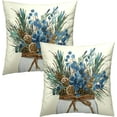 thumbnail image 2 of Christmas Throw Pillow Covers 18x18 Set of 2, Pine Twig Cones Nature Branch Rustic Jar Farmhouse Decorative Pillow Cases Soft Square Cushion Cover for Sofa Couch Chair Home Decor, 2 of 4