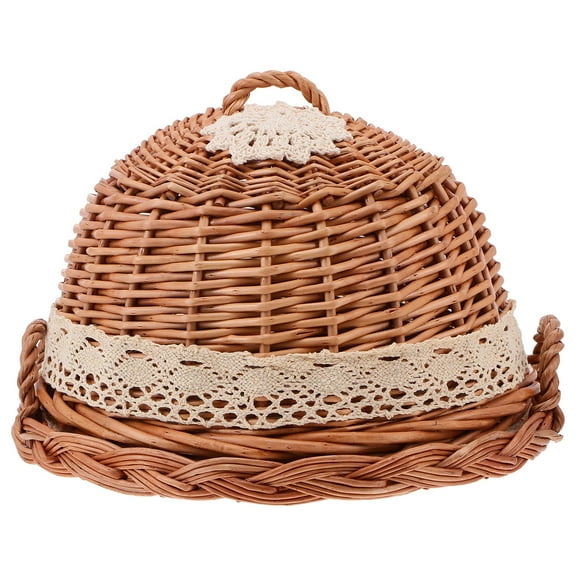 Minkissy Round Woven Rattan Bread Basket with Lid for Kitchen Storage and Serving, and Stylish, 1 Set