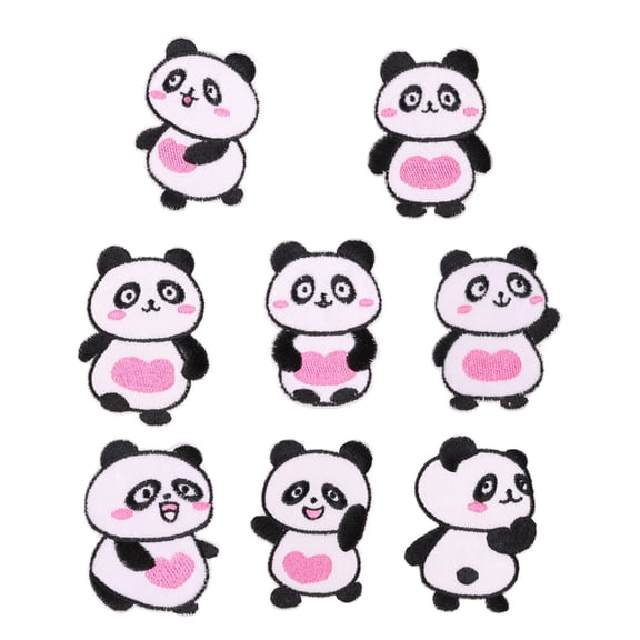 8 Pcs Panda Iron On Patches Sew On Decorative Appliques Embroidered Patches