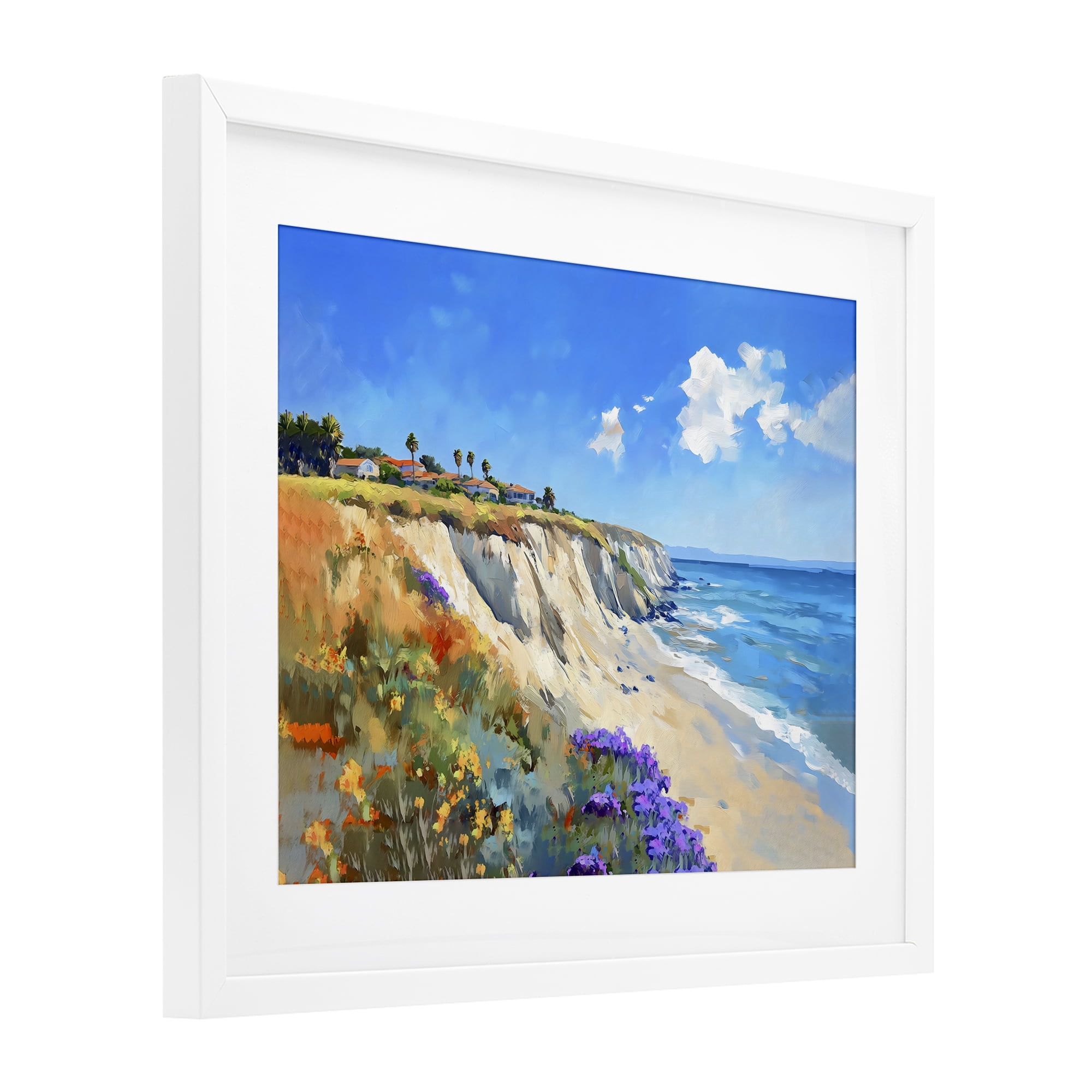 Stupell Industries Coastal Wildflower Field White Framed Print Under Glass, design by The Prints Vibe