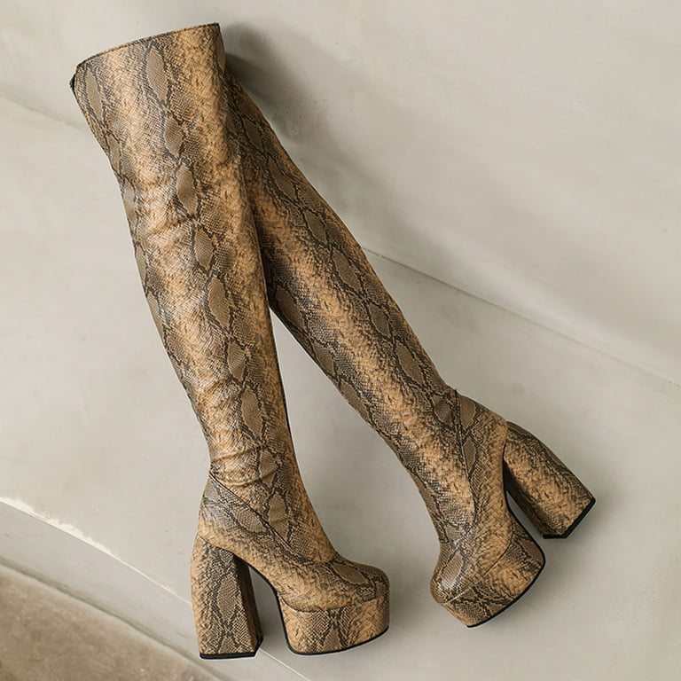 Faux snakeskin over the knee deals boots