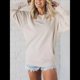 thumbnail image 5 of Sudadera Informal de Larga con Cuello Redondo para Mujer, Sudadera Holgada Albaricoque L, 5 of 8