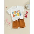thumbnail image 3 of Hirigin Toddler Baby Boy First Birthday Outfit Letter Print Short Sleeve T Shirt Top and Solid Shorts 2 Piece Summer Clothes, 3 of 8