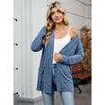 thumbnail image 2 of Chiclily Women's Open Front Cardigan Shirt Loose Thin Knit Long Sleeve Lightweight Coat for Fall with Pockets, Blue Size XL, 2 of 8