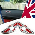 thumbnail image 2 of (2) Union Jack Style Wing Emblem Rings For Mini Cooper R55 R56 R57 R58 R59 Door Lock Knobs, Red/Blue UK Flag Design (Does not fit R60 R61 nor F55 F56 Models), 2 of 8