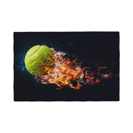 

Placemats Set of 4 Tennis Ball In Fire1 Heat Resistant Non - Slip Place mats Waterproof table mat for Kitchen Dining-6片装