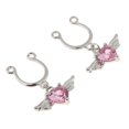 thumbnail image 4 of 2Pcs Crystal Heart Dangle Nipplering de acero inoxidable No piercing Rosa Rosado SM SunniMix Anillo falso del perno prisionero del pezón, 4 of 8