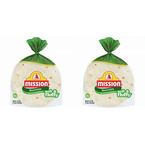 Mission Taco Size Soft & Fluffy Homestyle Flour Tortillas - 22.5oz/10ct pack of 2