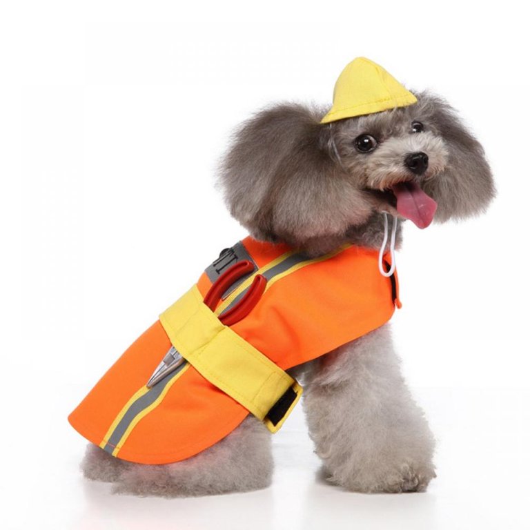 Las Vegas Pet Costumes Funny Dog Halloween Engineer Costume Party Cosplay  Tiktok Dress Up(With hat) 