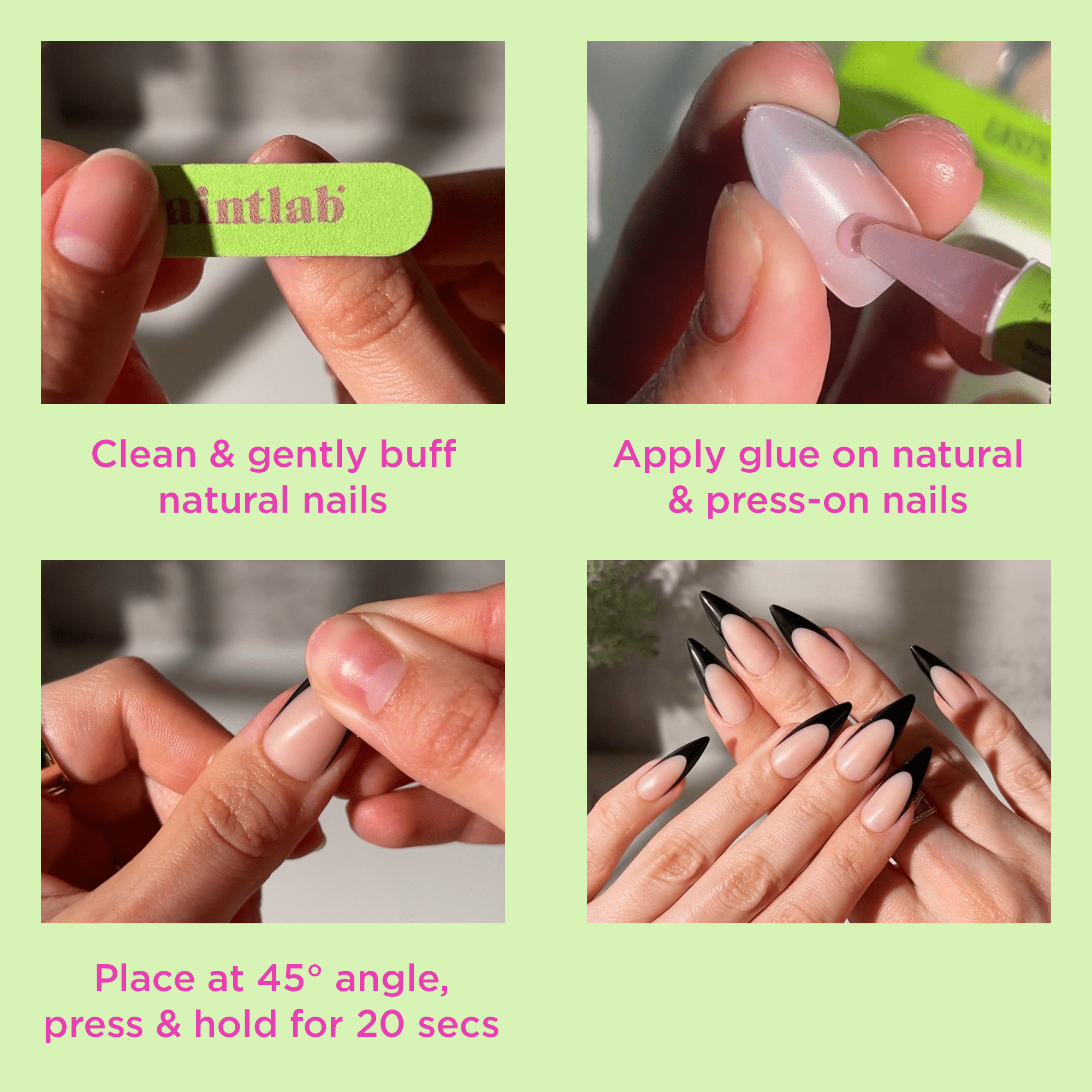 PaintLab Long Stiletto Press On Nails, Pink Chrome, 30 Count