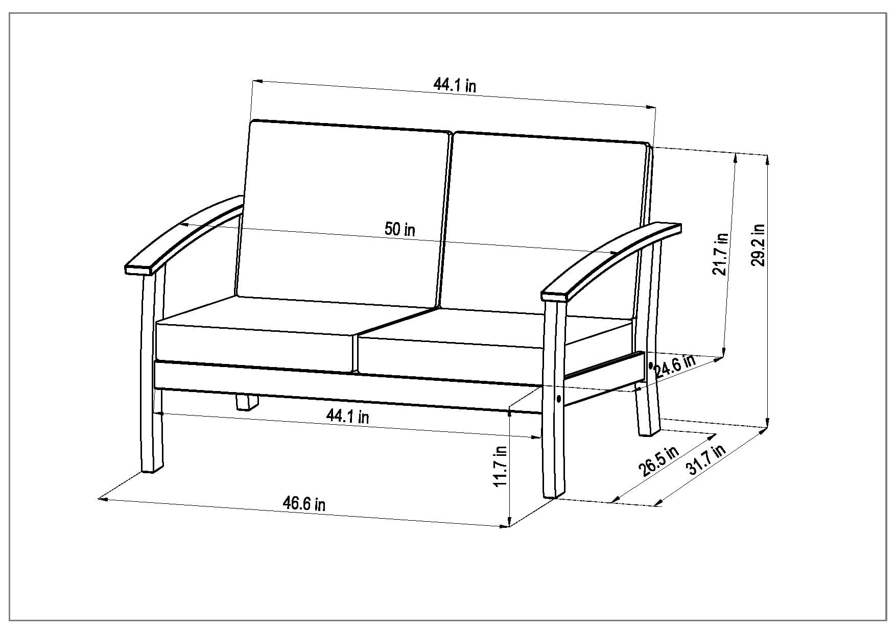 Amazonia Montein Teak Finish 4 Pieces Patio Conversation Set with Comfortable Cushions, Blue