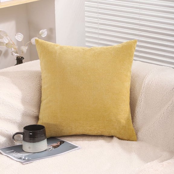 Knubmt Soft Chenille Throw Pillow Covers Square Decorative Couch Pillow Cushion for Sofa, Living Room, Bed, 18 x 18 inch