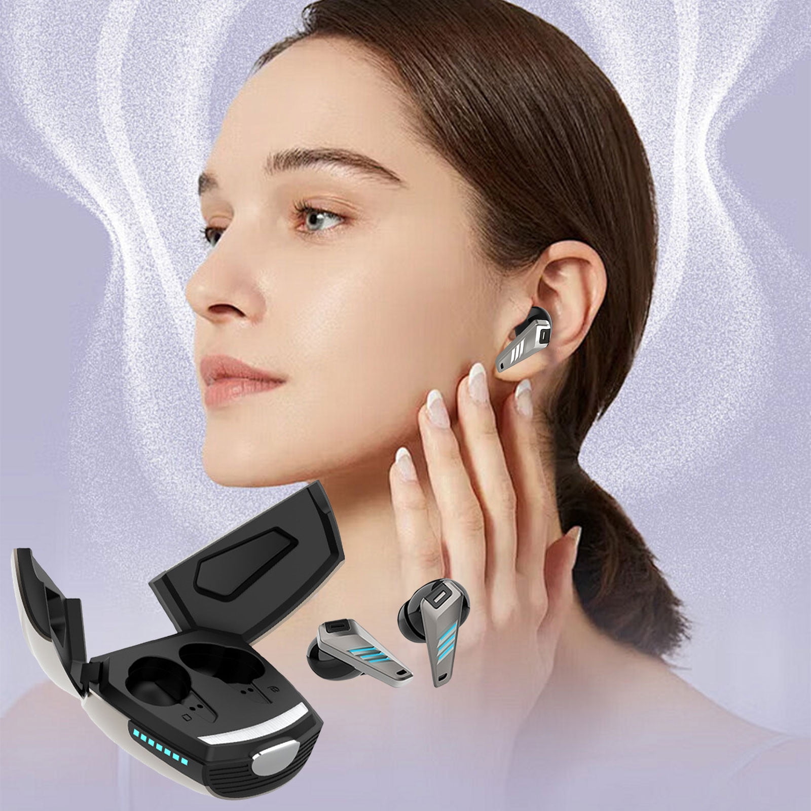 COM1950s Low Latency Bluetooth Headset,Wireless Gaming Headphones with Microphone,Ipx6 Waterproof Sport Earphones for Pc,Hifi Stereo Sound,260 Hours Standby,Bt 5.3,3-Mode Decoding