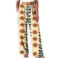thumbnail image 2 of Utoimkio Women's Casual Beach Pants Drawstring Waisted Casual Print Wide Leg Trousers with Side Pockets, 2 of 5