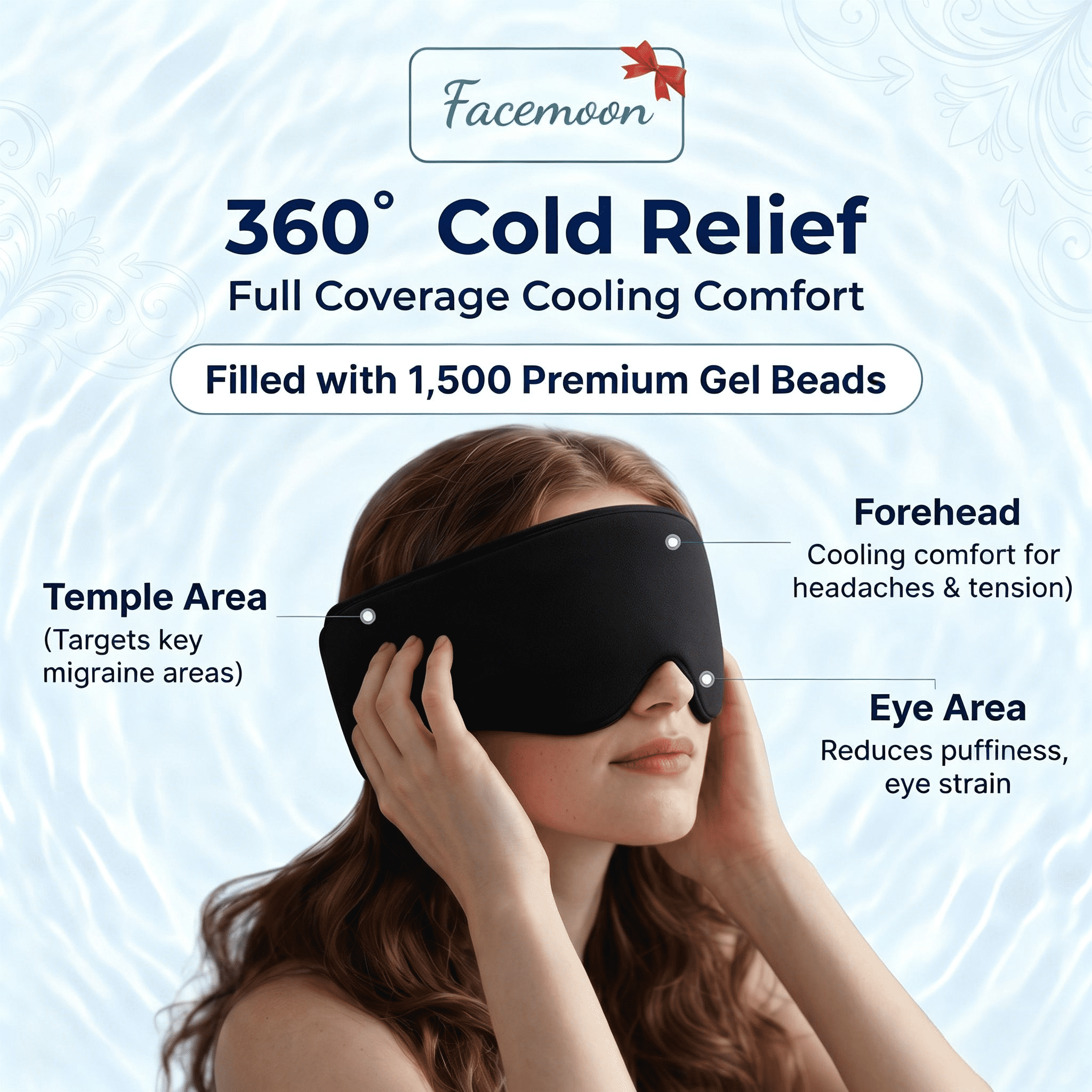FACEMOON Gel Cooling Eye Mask Comfort for Puffy Eyes Dark Circles Sleep Aid Weighted Comfort Design