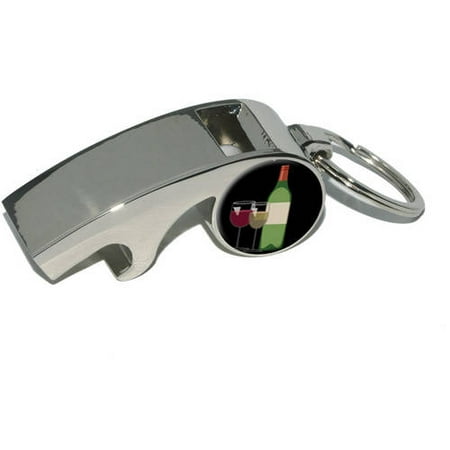 Wine Vino White Red, Zinfandel Merlot Cabernet Sauvignon, Plated Metal Whistle Bottle Opener Keychain Key