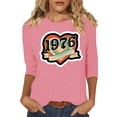 thumbnail image 2 of Uootdi Hauts pour Femmes Manches 3/4 Col Rond Imprimé Arc-en-Ciel Rétro 1976 Coupe Décontractée T-Shirts Nostalgiques d'Été Cadeau, 2 of 4