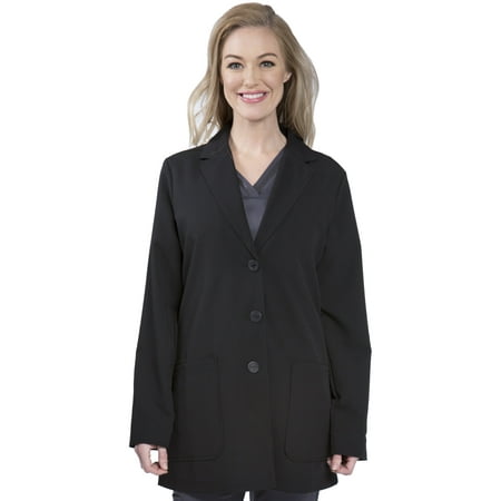 healing hands 5053 Women's Faith Notched Collar Lab Coat Black L