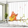 thumbnail image 5 of Ambesonne Music Shower Curtain, Singing Orange Bird on Branch, 69"Wx70"L, White and Multicolor, 5 of 5