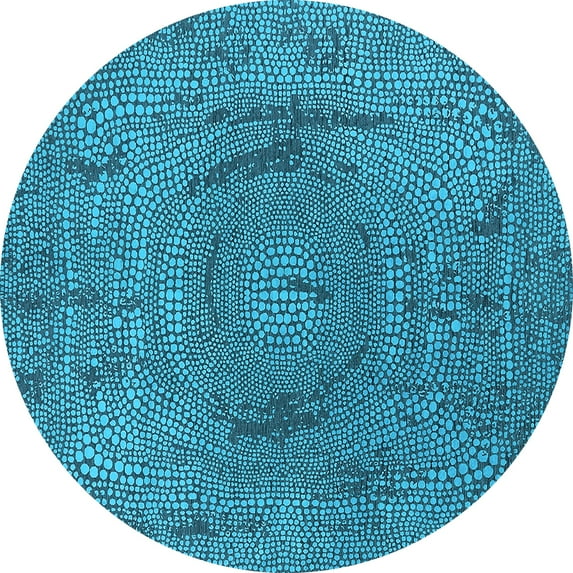 Ahgly Company Indoor Round Oriental Light Blue Industrial Area Rugs, 3' Round