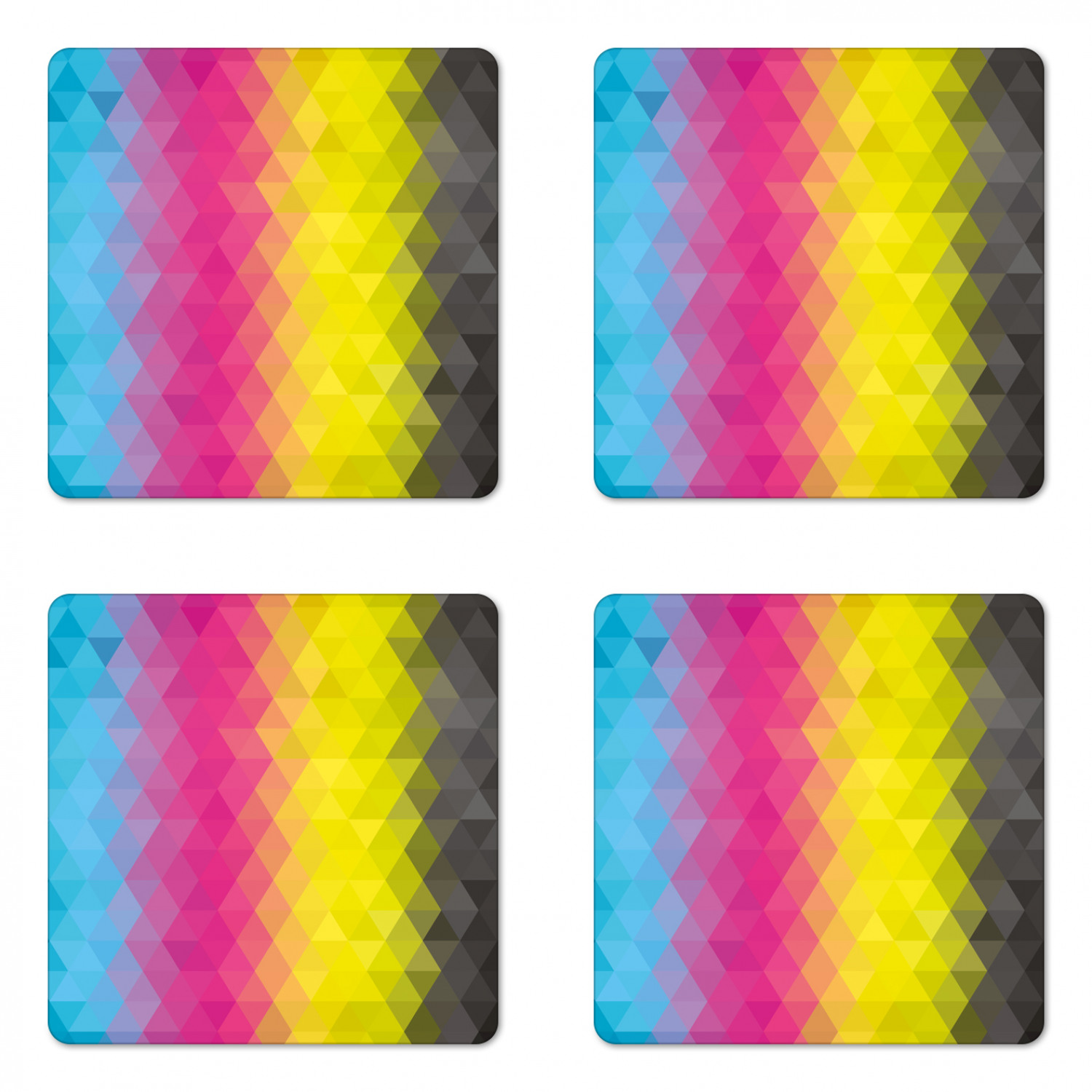 Abstract Coaster Set of 4, Colorful Geometric Vertical Pattern Modern