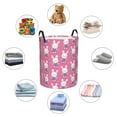 thumbnail image 4 of Fuzoiu Rabbit Holding Flowers Print Circular Hamper,Laundry Basket with Handle,Collapsible Laundry,Dirty Clothes Storage Basket,for Bedroom Bathroom Dorm Living Room-Small, 4 of 6