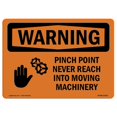 thumbnail image 1 of SignMission OS-WS-A-1218-L-12315 12 x 18 Po OSHA Signe d'Avertissement - Point de Pincement Jamais Atteindre avec Symbole, 1 of 1