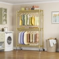 thumbnail image 6 of VIPEK R2 Plus Heavy Duty Rolling Garment Rack, 3-Tier Mobile Clothes Rack with Double Hanging Rods & Side Hooks, Adjustable Freestanding Wardrobe Storage, Gold, 6 of 9