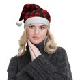 thumbnail image 5 of KLL Christmas Hats for Adults Plush Red Skulls Print Santa Hat Xmas Fluffy Santa Claus Hat for Women Men, 5 of 6