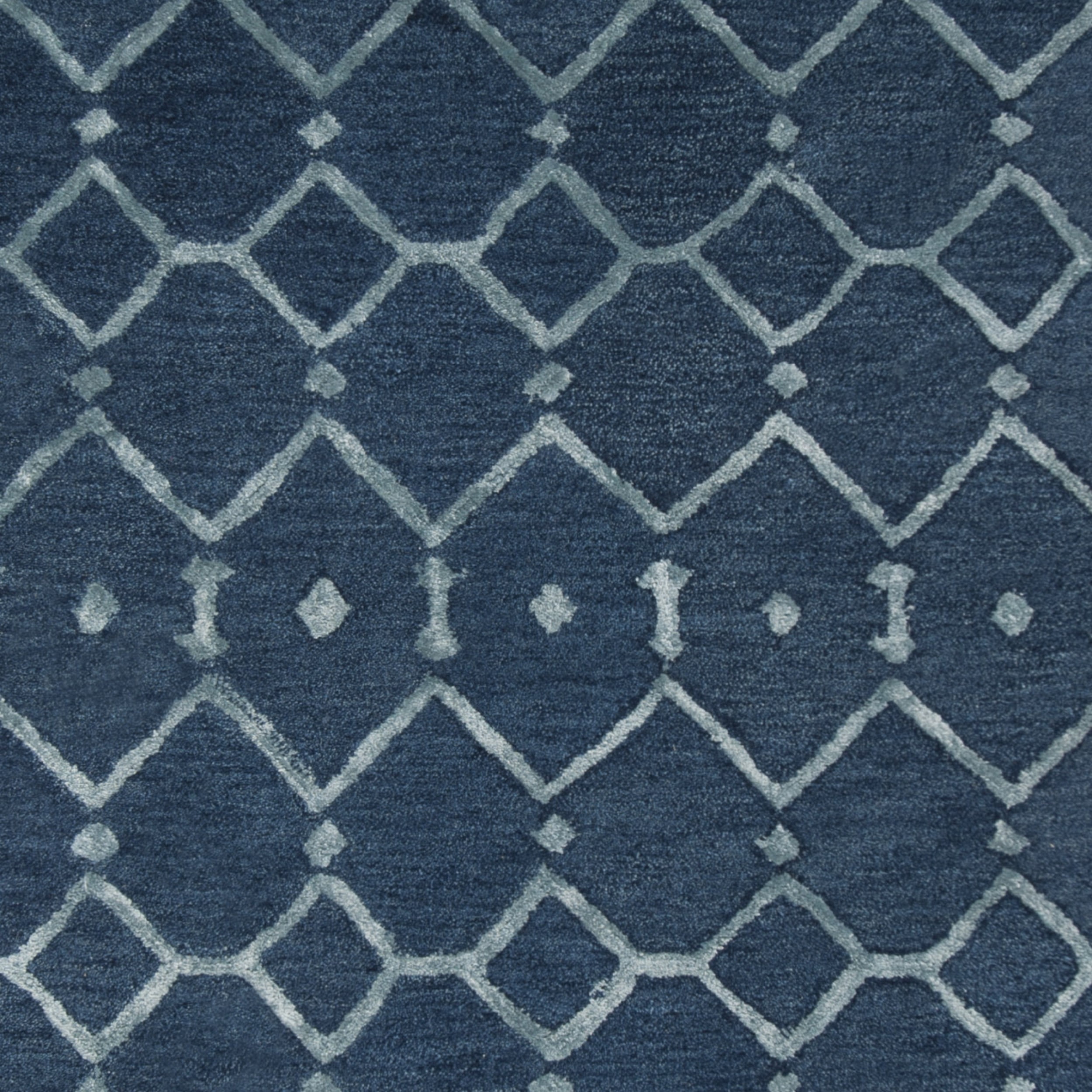 SAFAVIEH Himalaya Darin Geometric Wool Area Rug, Navy/Silver, 3' x 5'