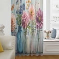 thumbnail image 6 of Spring Flowers Sheer Curtains 63 Inches Long, Farmhouse Watercolor Floral Leaves Light Filering Curtains, Breathable Simi Curtain Privacy Drapes for Living Room Bedroom Lightweight Window Treatment, 6 of 9