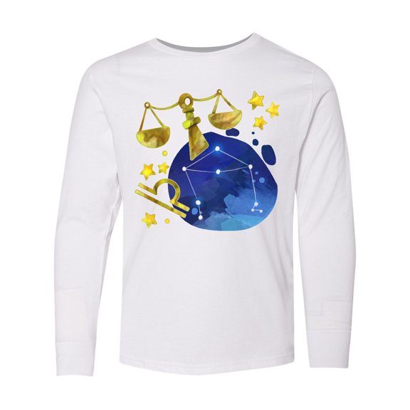 Inktastic Libra Constellation Zodiac Sign Illustration Long Sleeve Youth T-Shirt