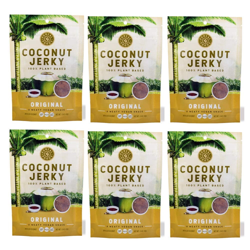 Vegan Coconut Jerky - Original Flavor 6-pack (Paleo, Vegetarian, Keto, Gluten Free, Soy Free, Natural, Plant Based, Clean, Whole 30, Low-Carb, Non-GMO, Healthy Snack, ) - 6 bags - 1.5oz